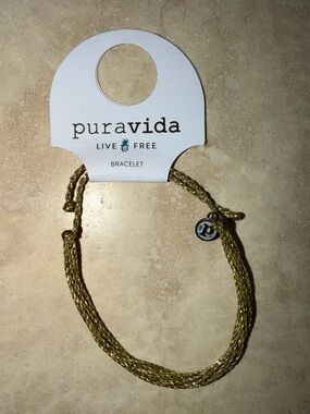 Pura, Vida Bracelet, Adjustable Cord Gold, New With Tags